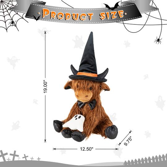 Glitzhome® 19" Halloween Fabric Highland Cow Shelf Sitter